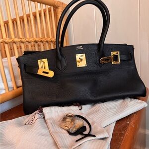 Hermes Copy Elegant Black Leather Handbag